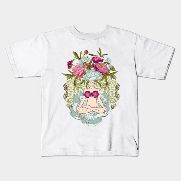 Yoga Flowers Kids T-Shirt by Olga Berlet